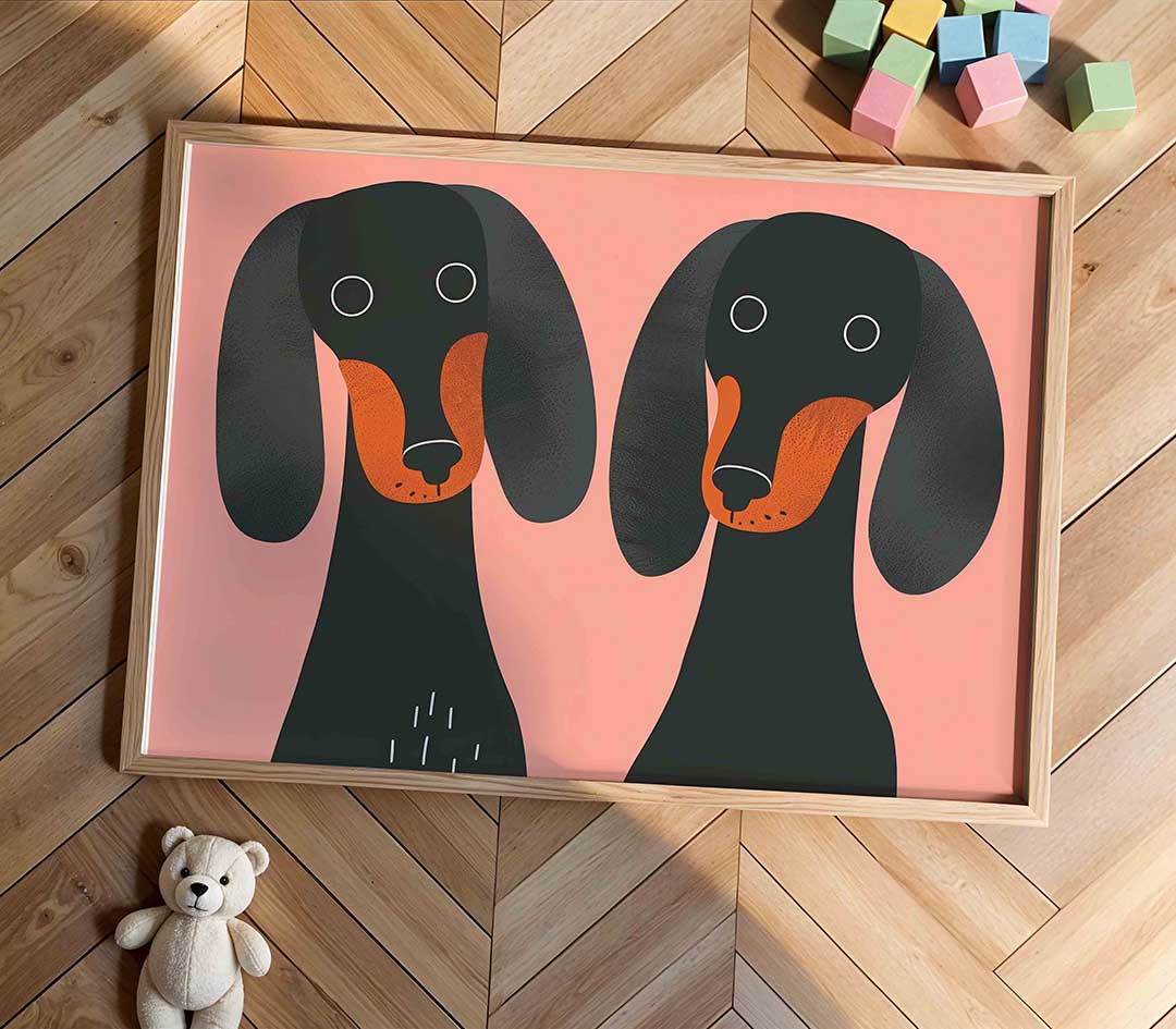 Twee honden op roze Poster