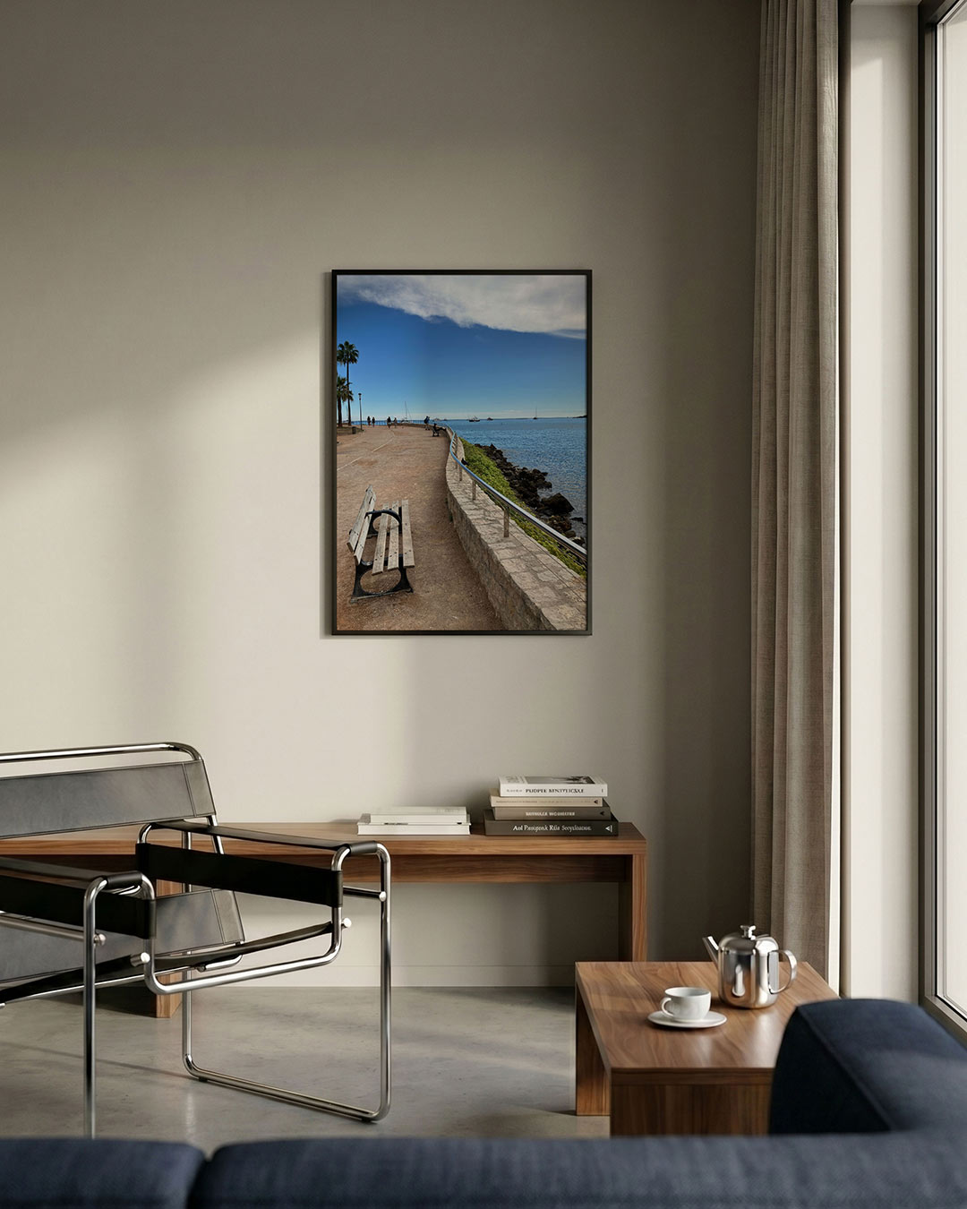 Zeezicht promenade Poster