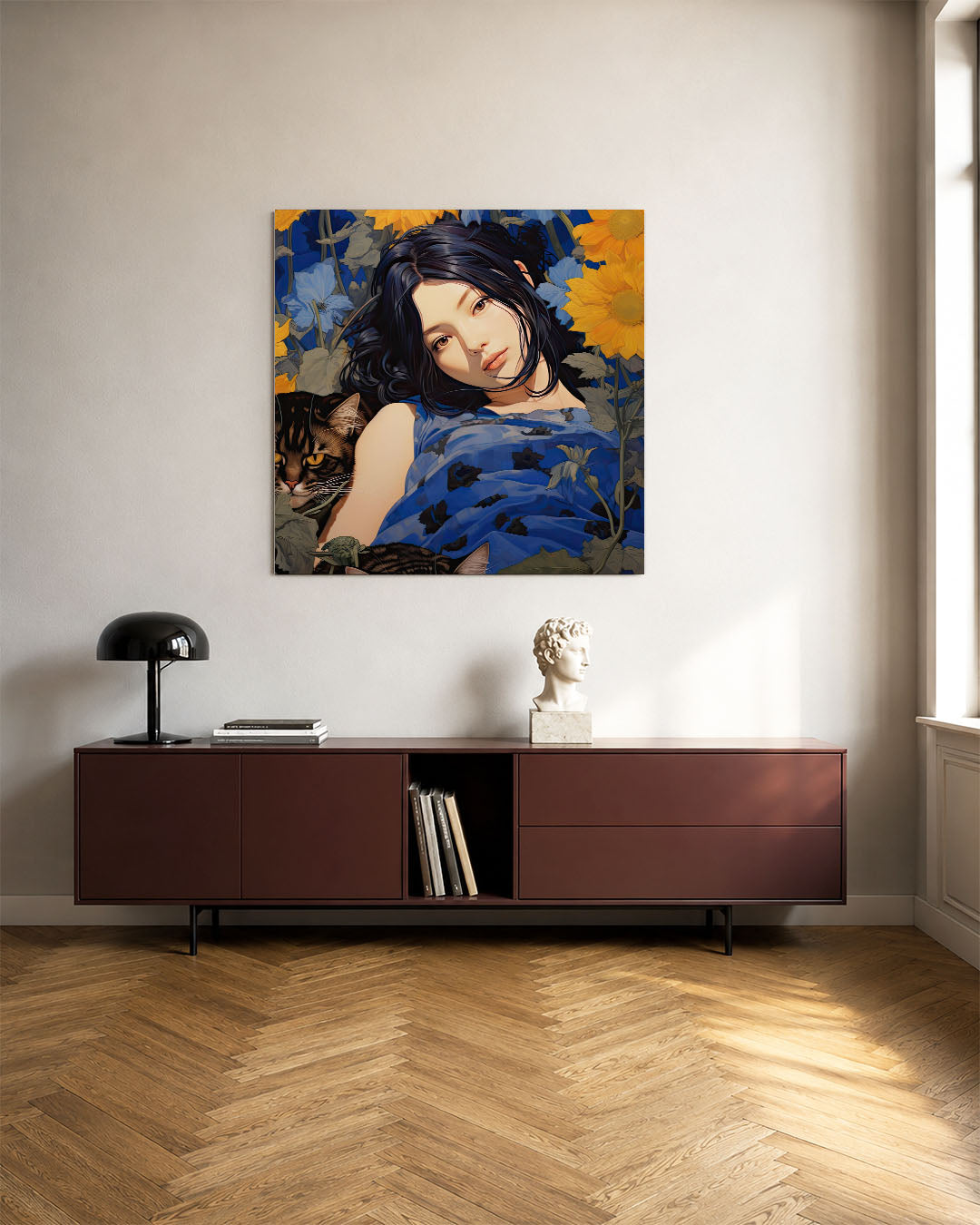 Dromerige bloemenportret Kunstwerk