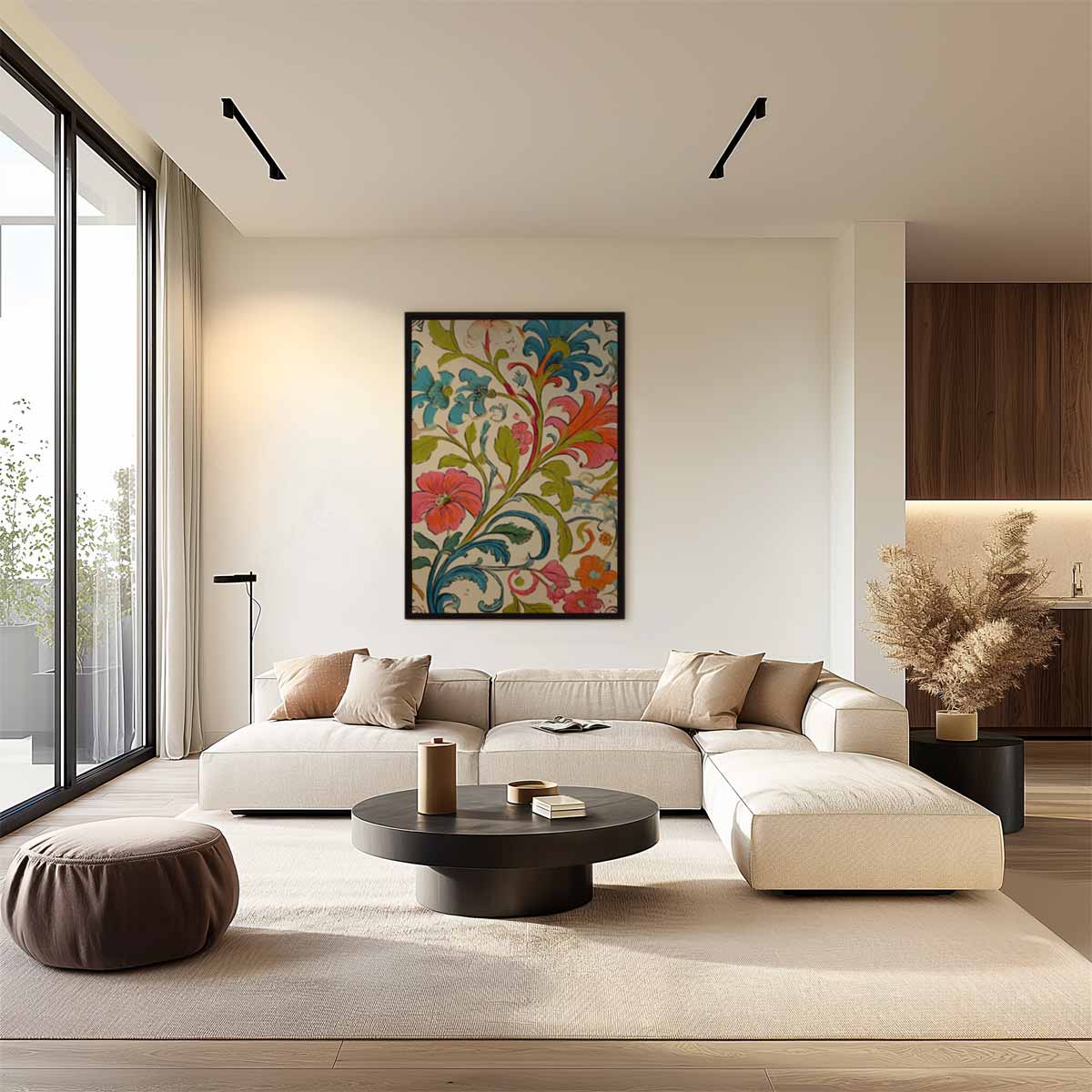 Bloemrijk Fantasiepatroon Kunstwerk-canvas-dibond-plexiglas-wanddecoratie-WallArtistic