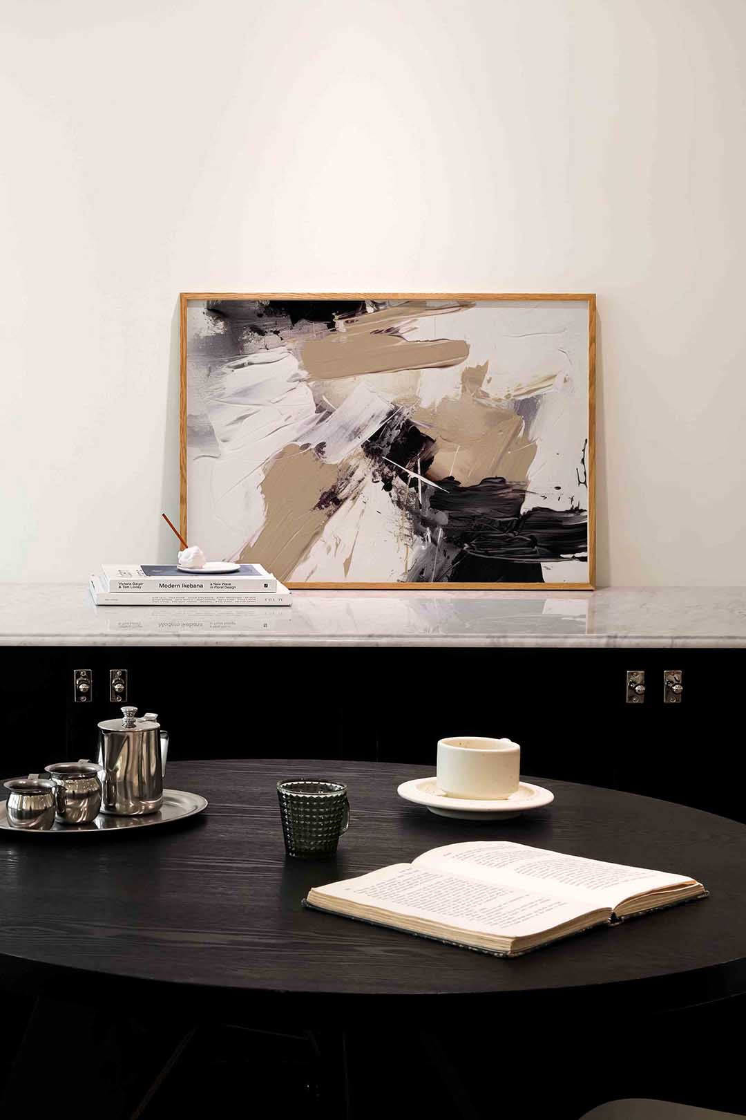 Abstracte beige en zwarte Poster