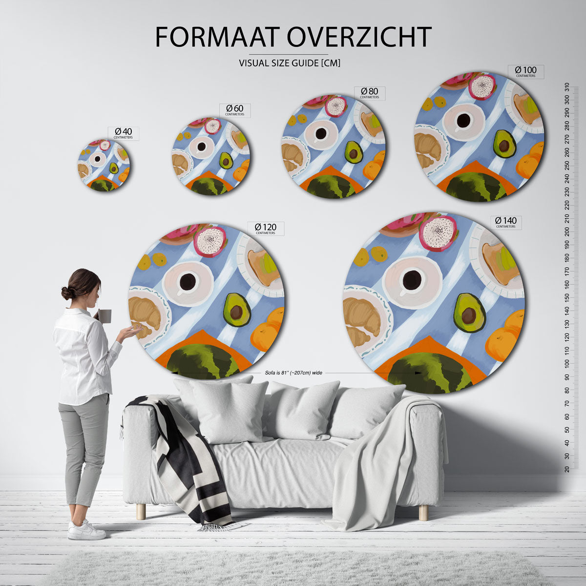 Ontbijt met fruit Muurcirkel