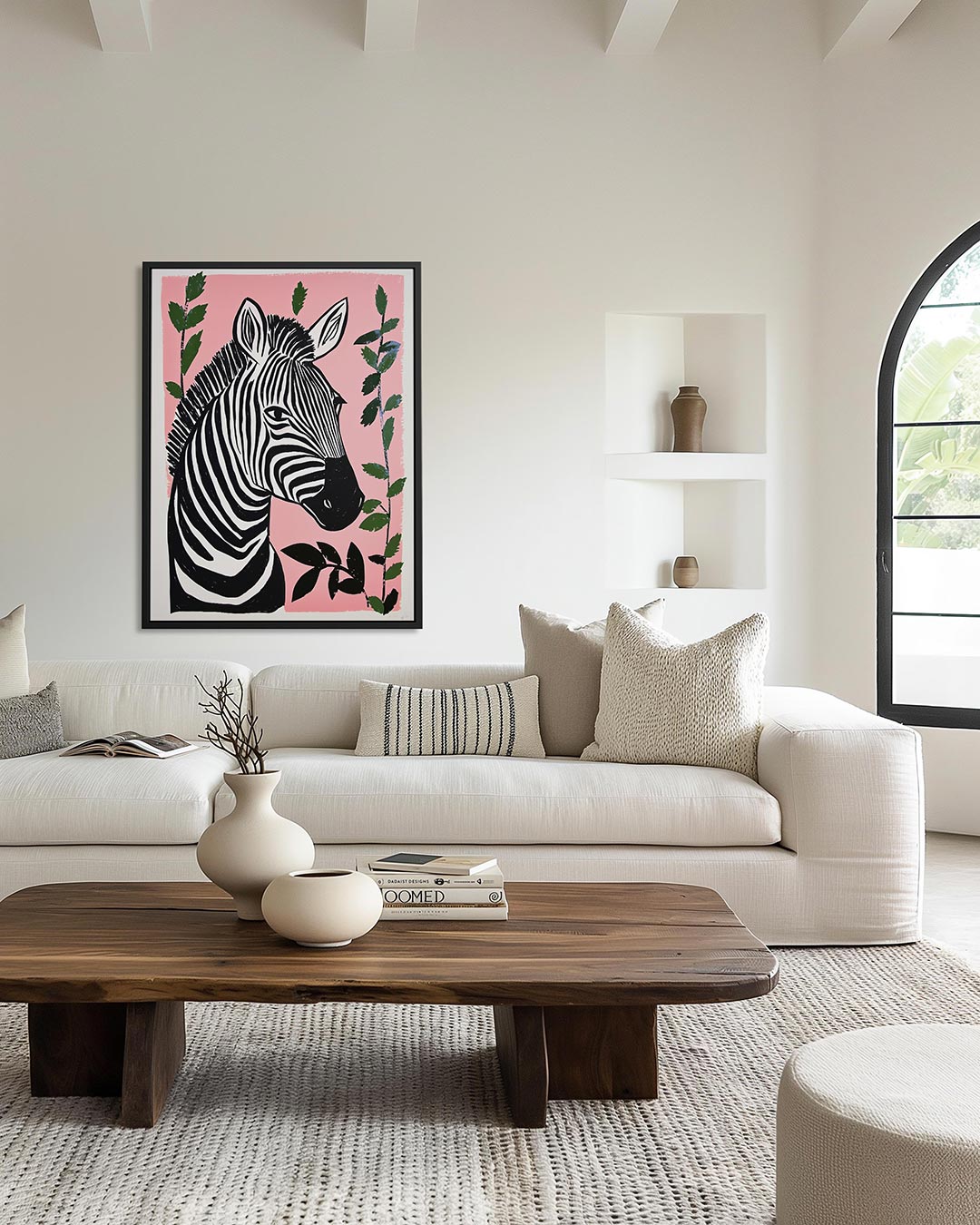 Zebra en bladeren Kunstwerk