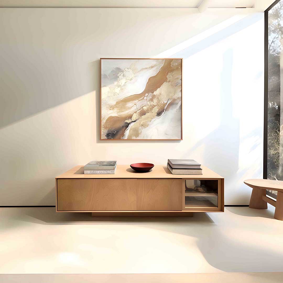 Abstracte beige en goud Poster