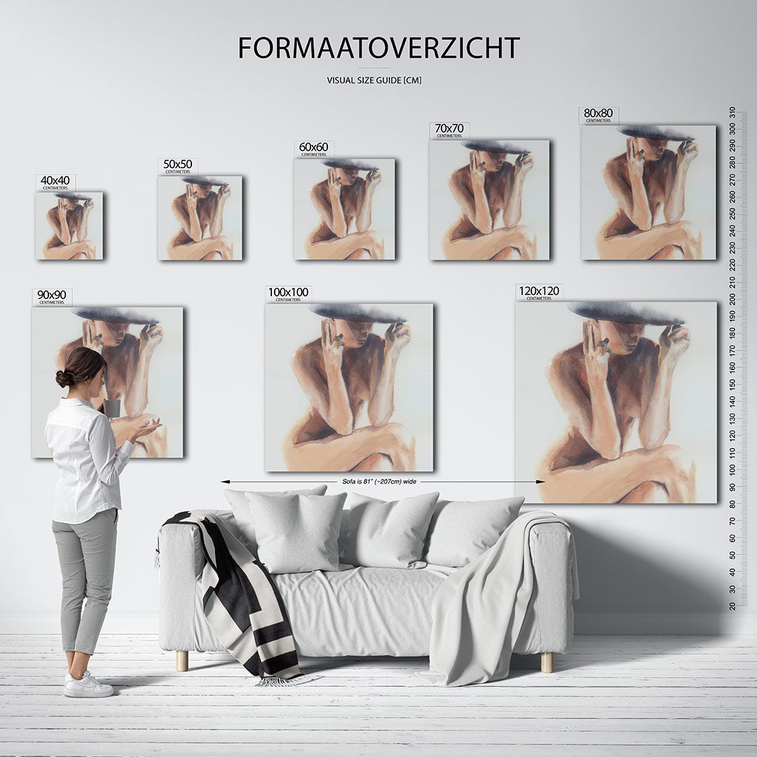 Zittende vrouw silhouet Kunstwerk