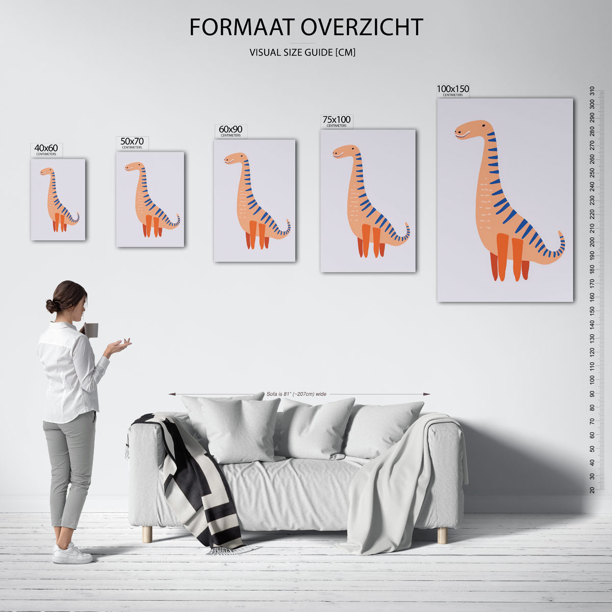 Vrolijke dino illustratie Kunstwerk