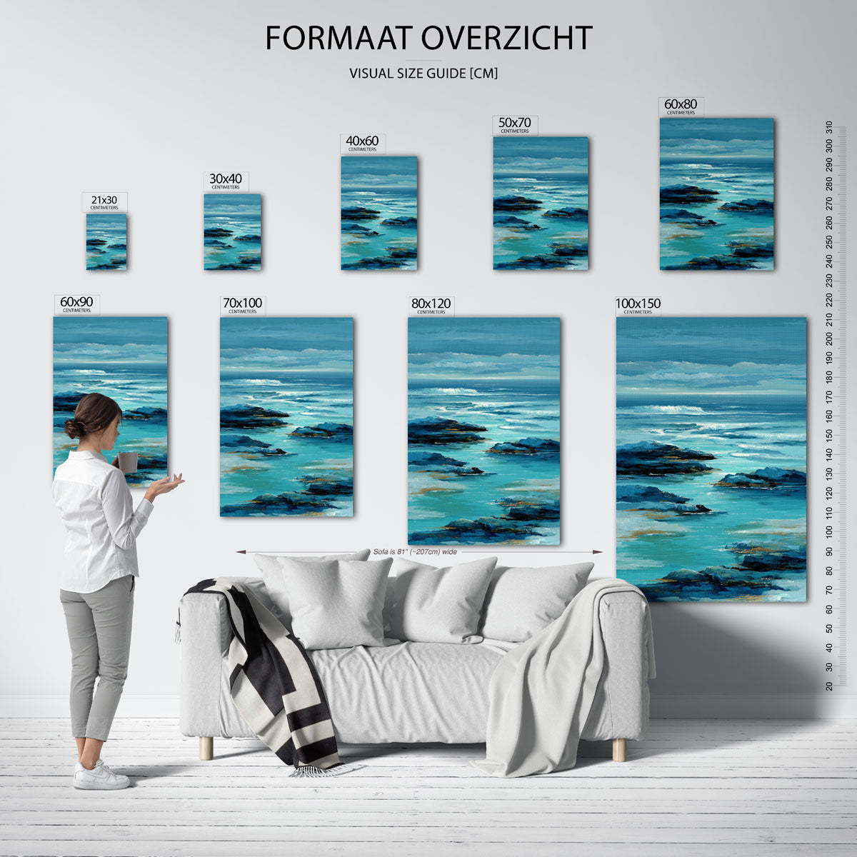 Golven en rotsen Poster