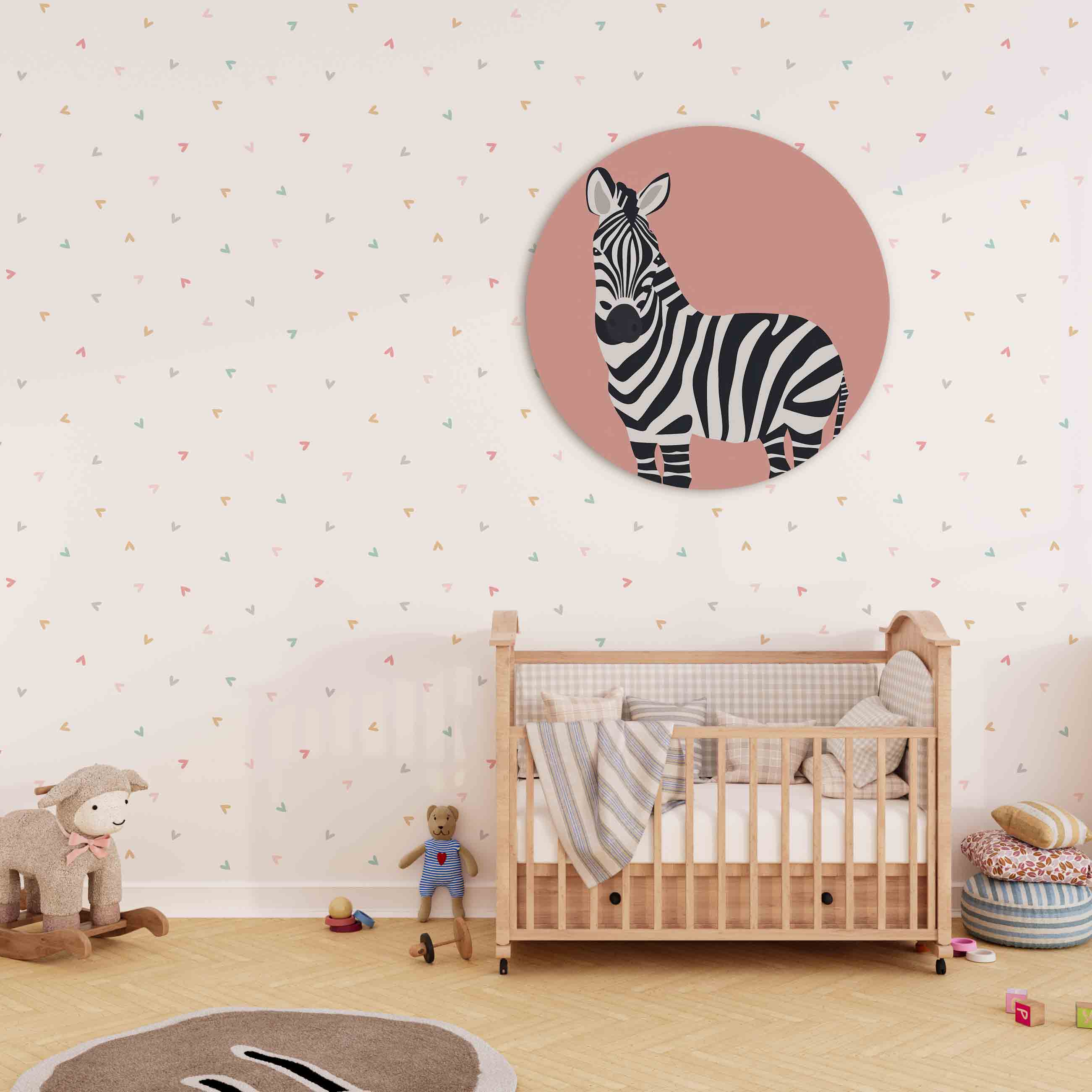 Zebra op roze Muurcirkel