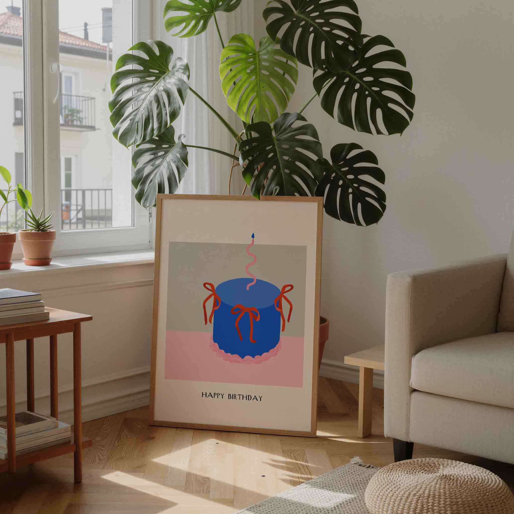 Verjaardagstaart met kaars Poster