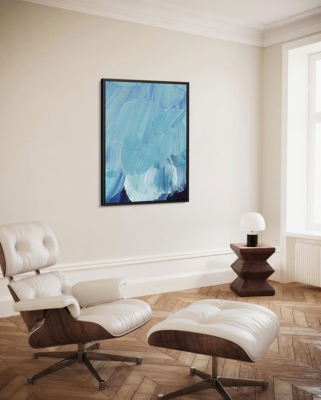 Vloeiende blauwe bewegingen Kunstwerk