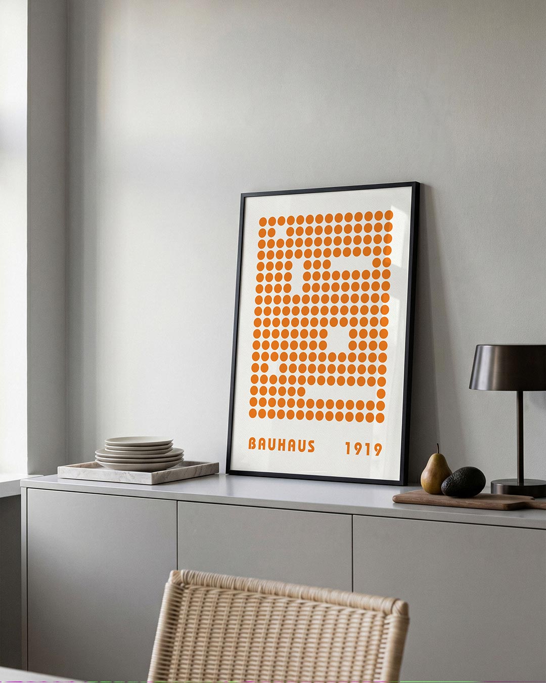 Oranje puntpatroon Poster