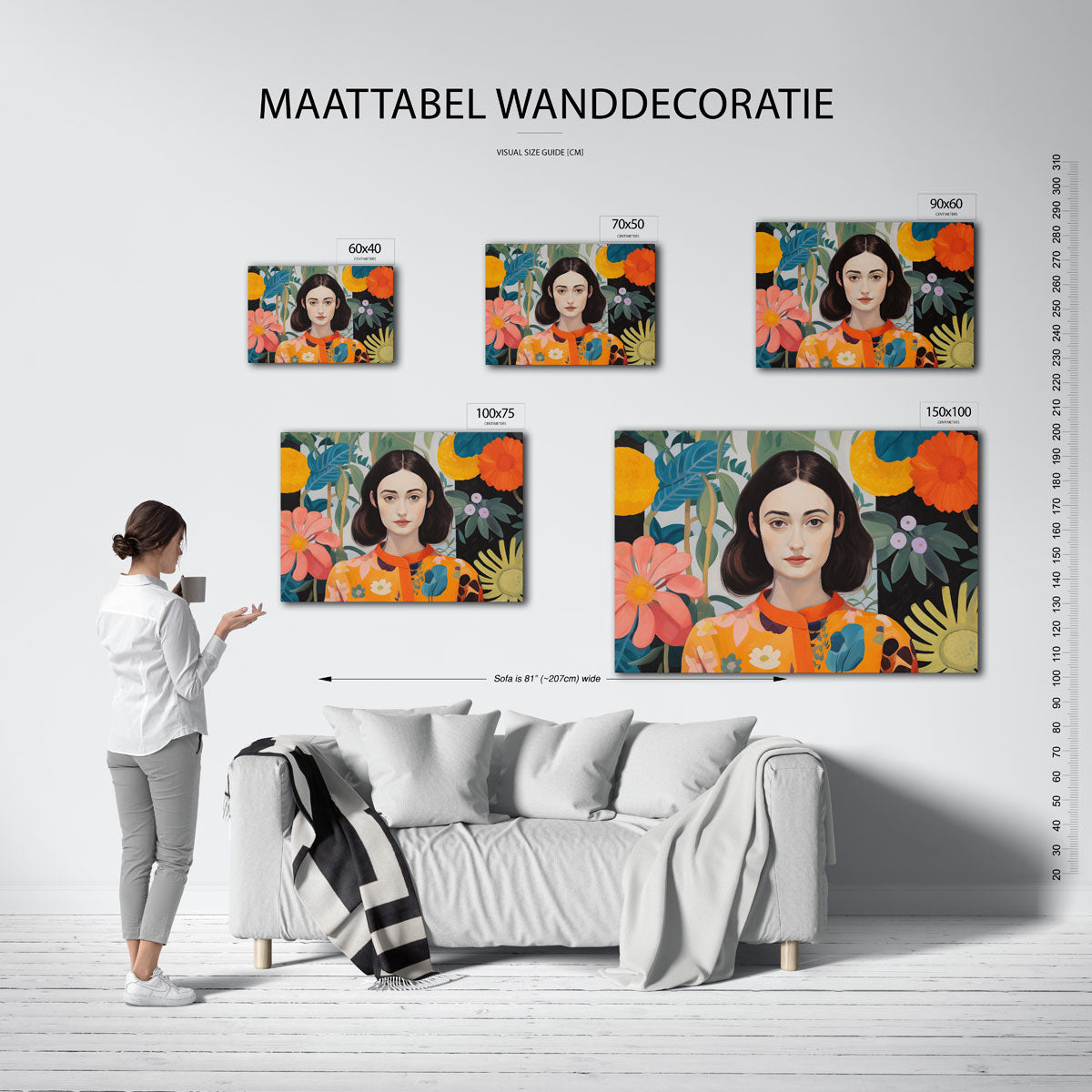 Bloemrijke portret Kunstwerk