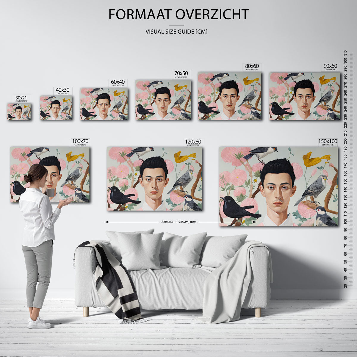 Vogel en bloemen portret Poster