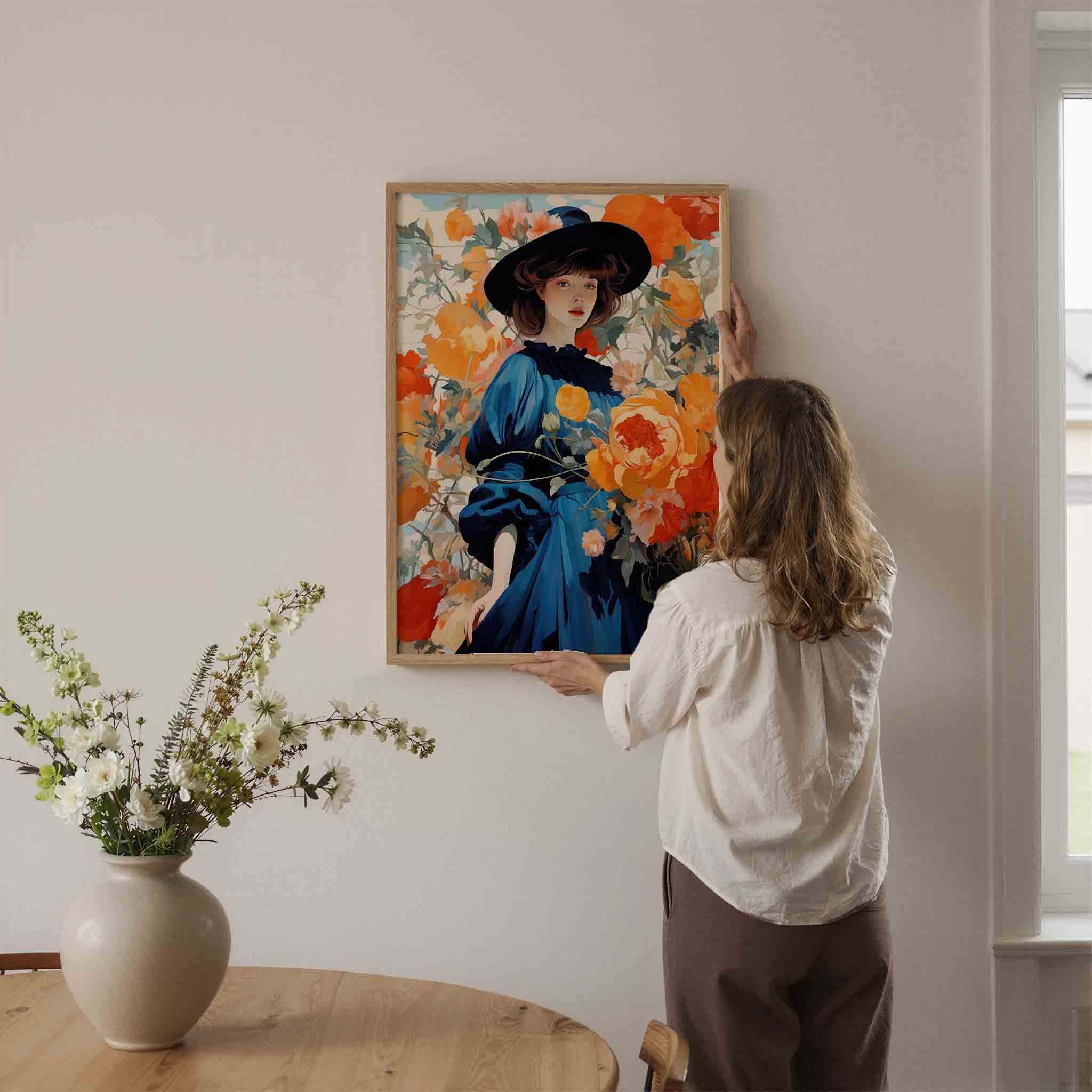 Vrouw met bloemen Poster