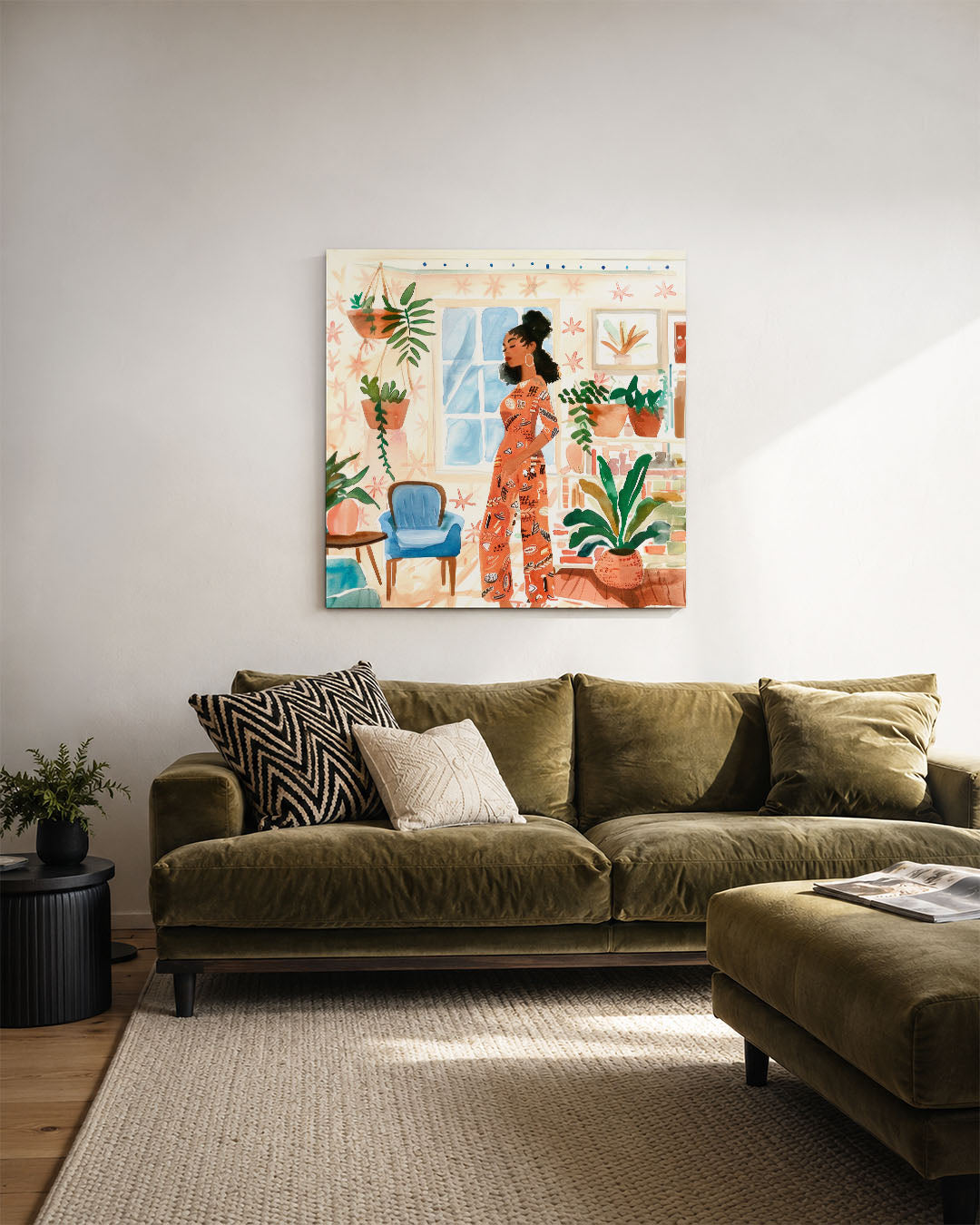 Vrouw in interieur Kunstwerk
