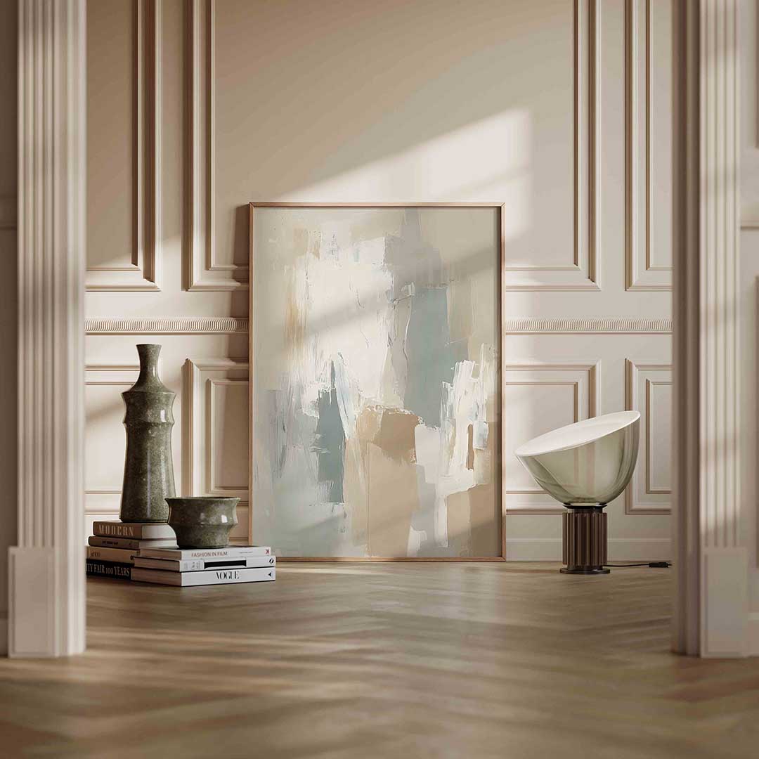 Abstracte beige en grijze Poster