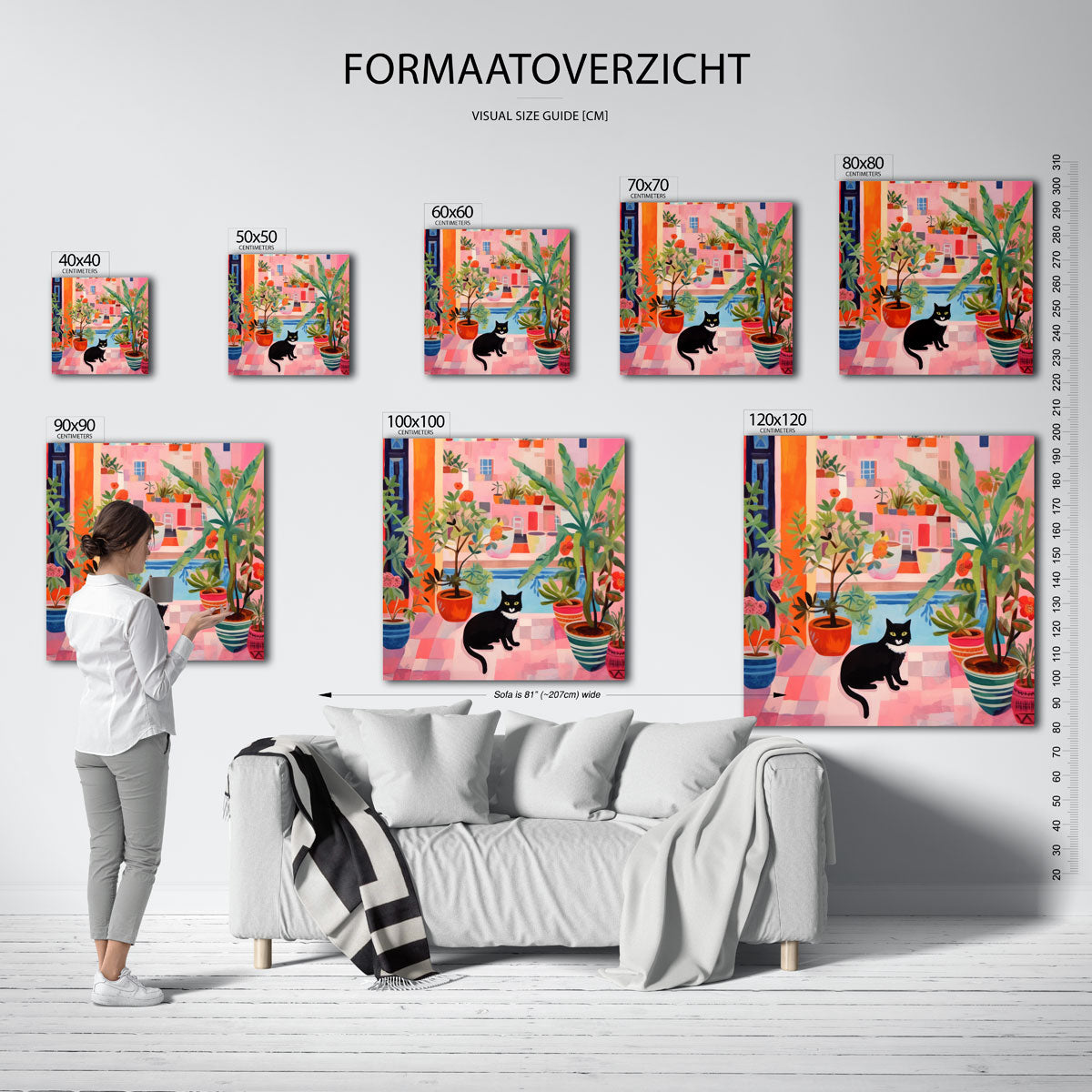Kat tussen planten Poster