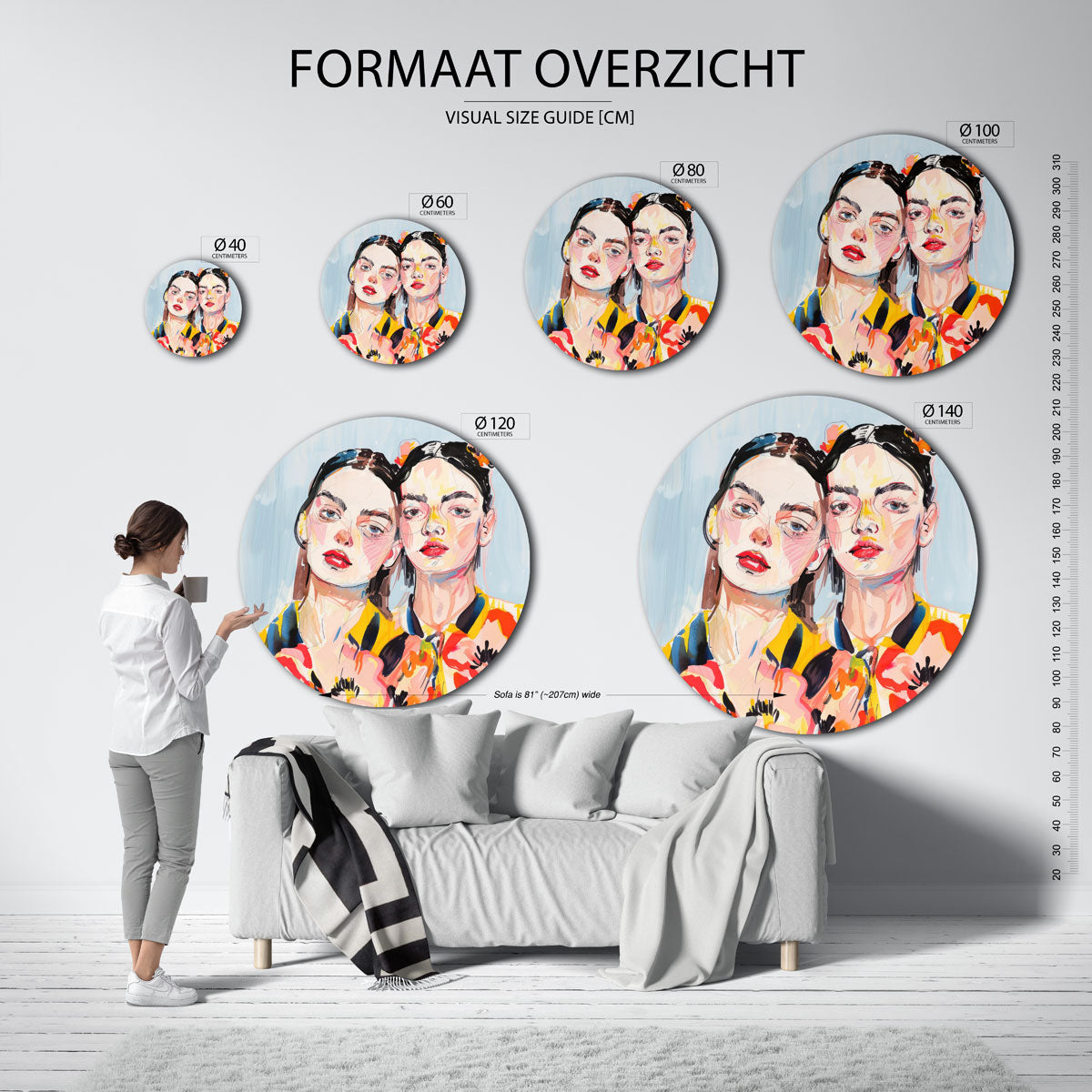 Portret van twee vrouwen Muurcirkel