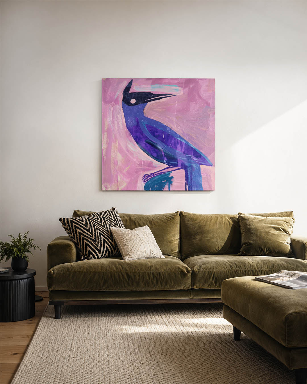 Vogelsilhouet in kleuren Kunstwerk