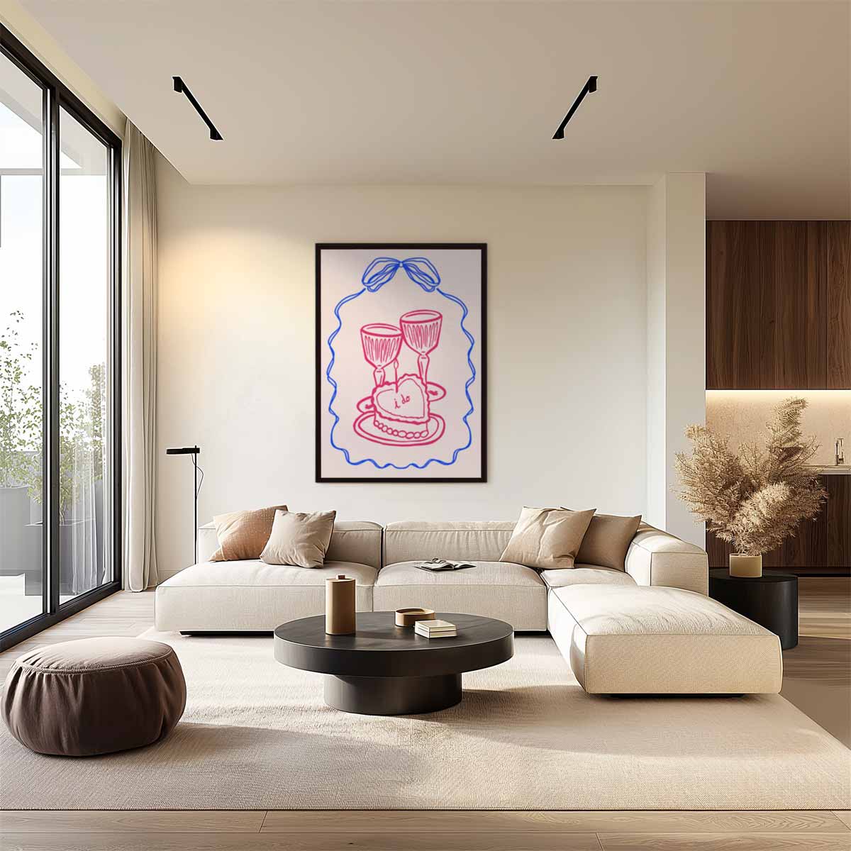 Romantische Toast Illustratie Kunstwerk-canvas-dibond-plexiglas-wanddecoratie-WallArtistic
