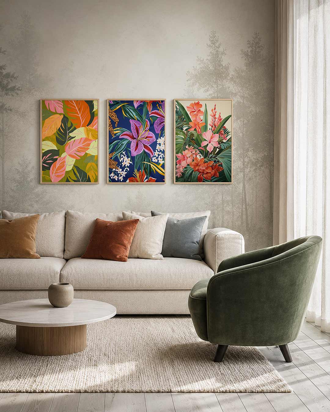 Bladpatroon kleurenmix Posterset