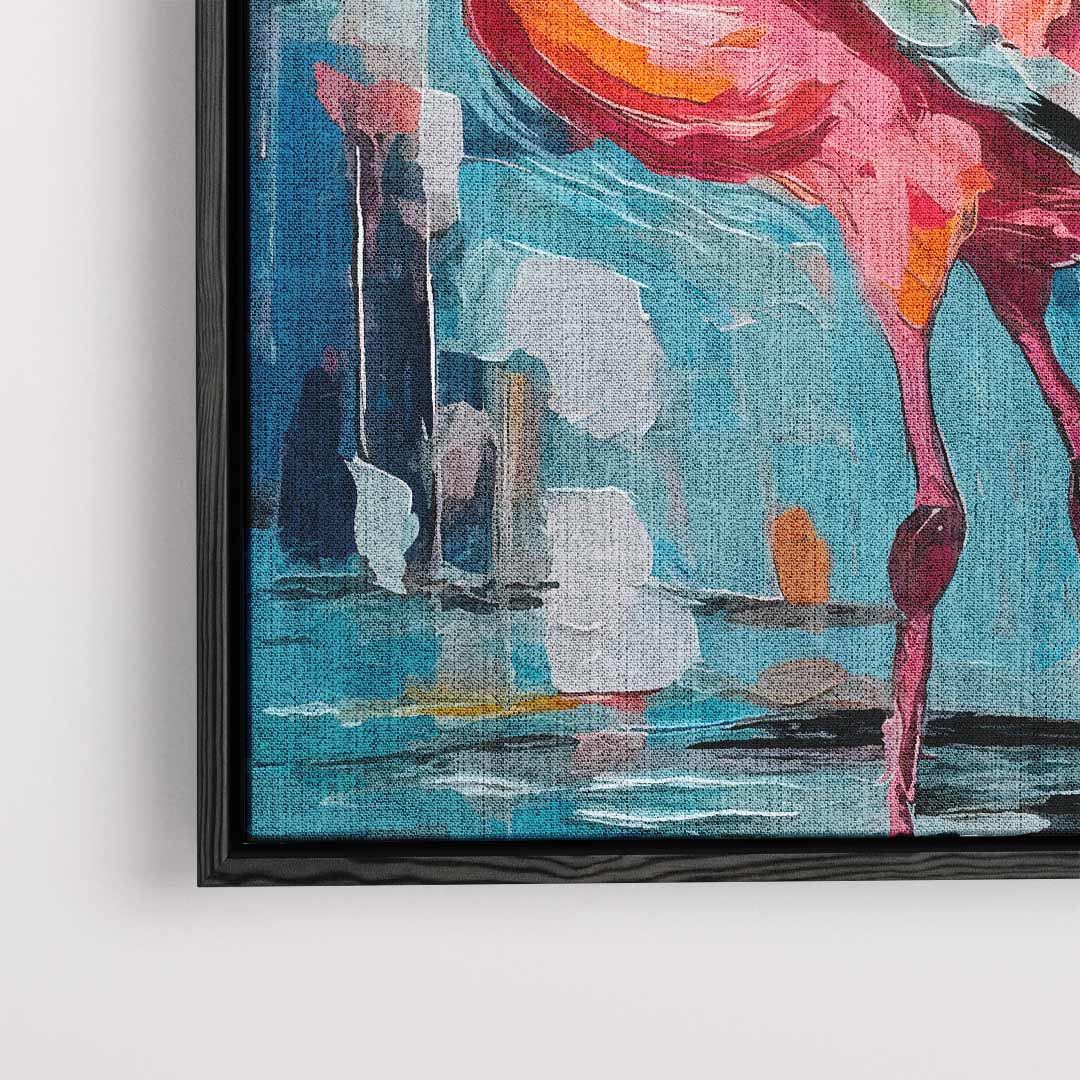 Flamingo in Kleurrijke Omgeving Kunstwerk