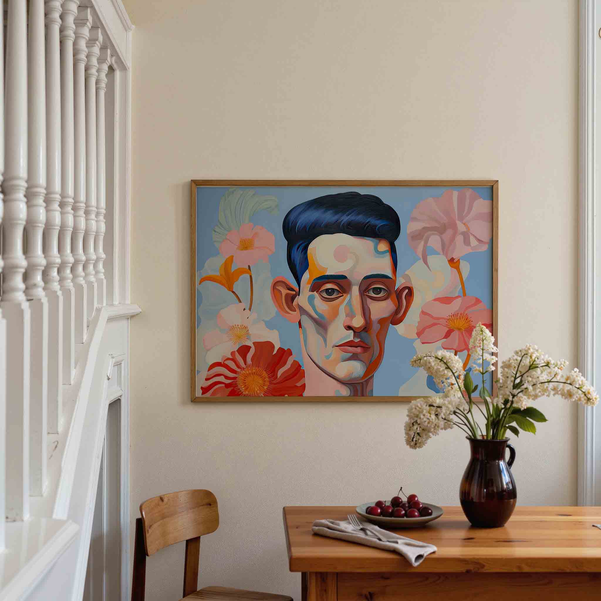 Portret met bloemen Poster