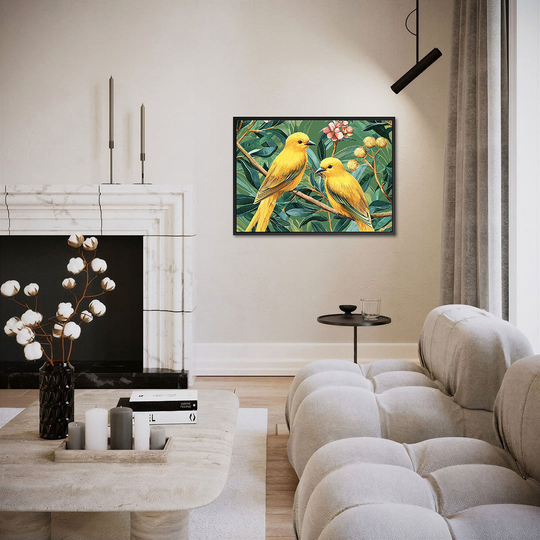 Vogels en bladeren Kunstwerk