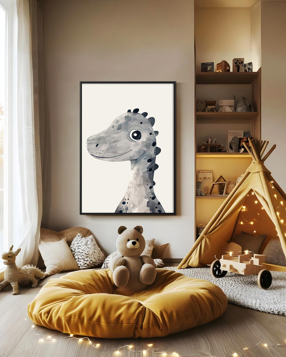 Vrolijke dinosaurus illustratie Kunstwerk