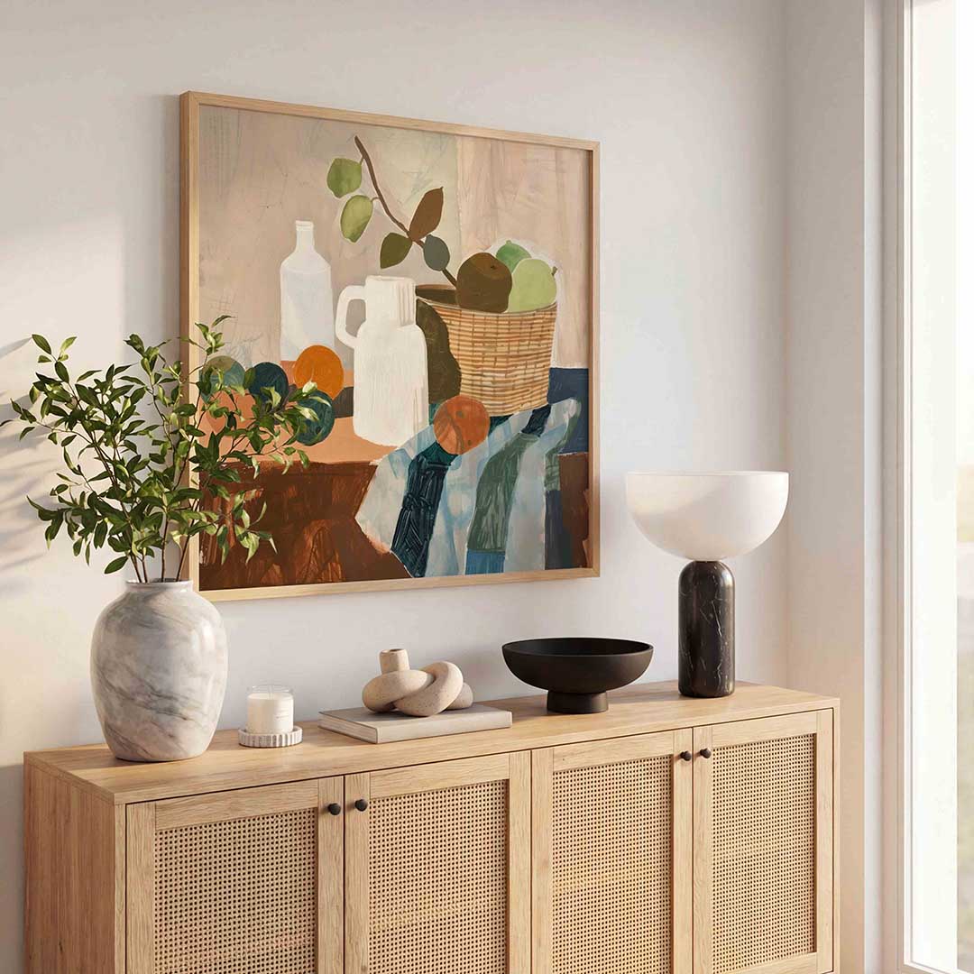 Stilleven met fruit en kruik Poster