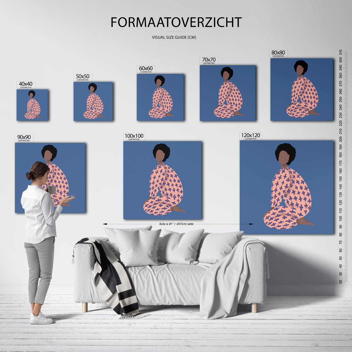 Zittende figuur met patroon Poster