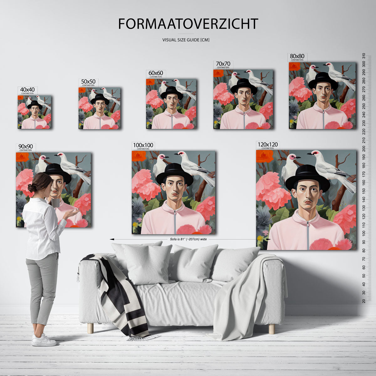 Man met vogels en bloemen Poster