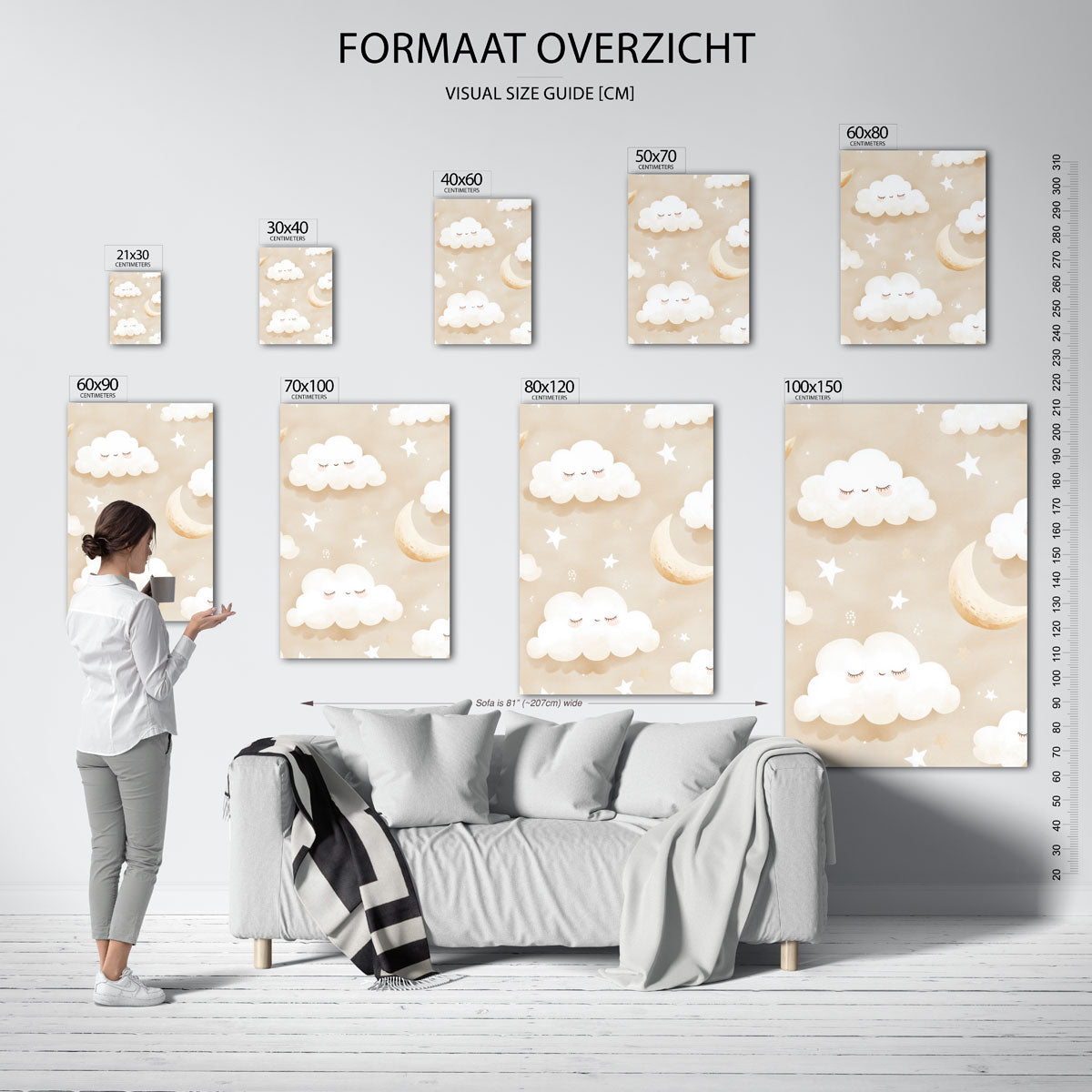 Slapende wolken en maan Poster
