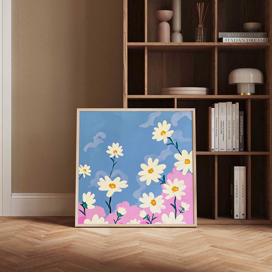 Bloemen en blauwe lucht Poster