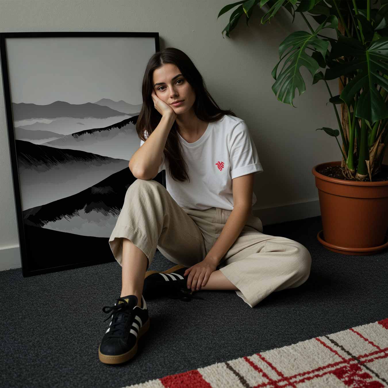Stijlvolle Zwart-Wit Berglandschap Poster-WallArtistic