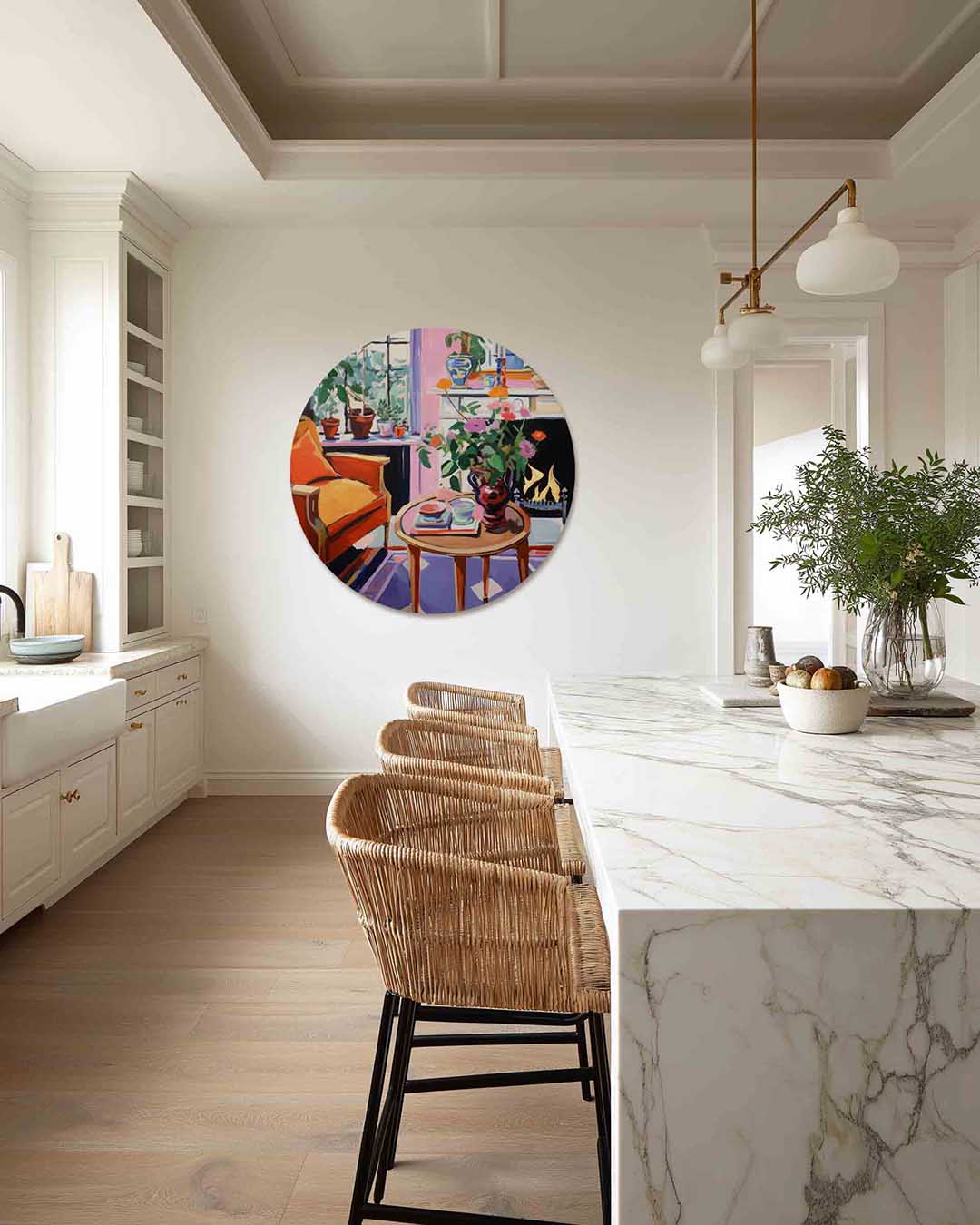 Interieur met bloemen Muurcirkel