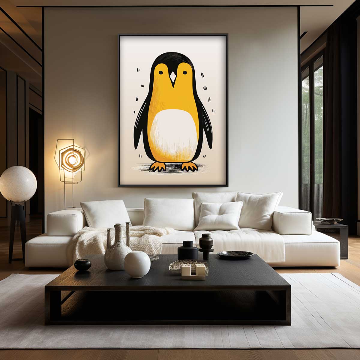 Schattige Pinguïn Illustratie Kunstwerk-canvas-dibond-plexiglas-wanddecoratie-WallArtistic
