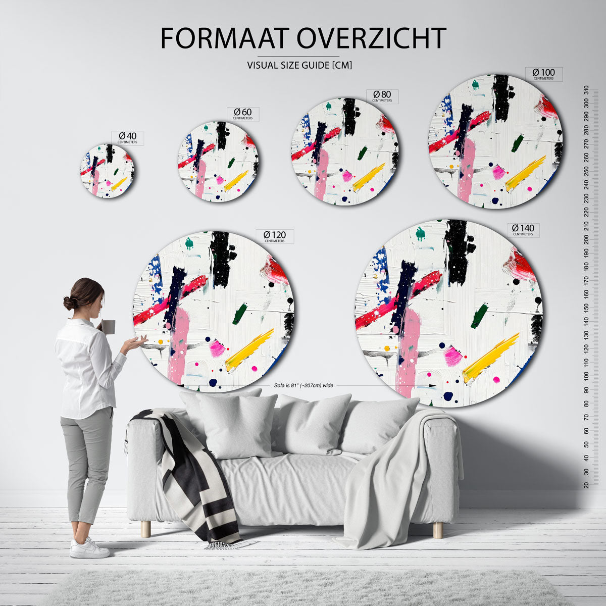 Abstracte penseelstreken Muurcirkel