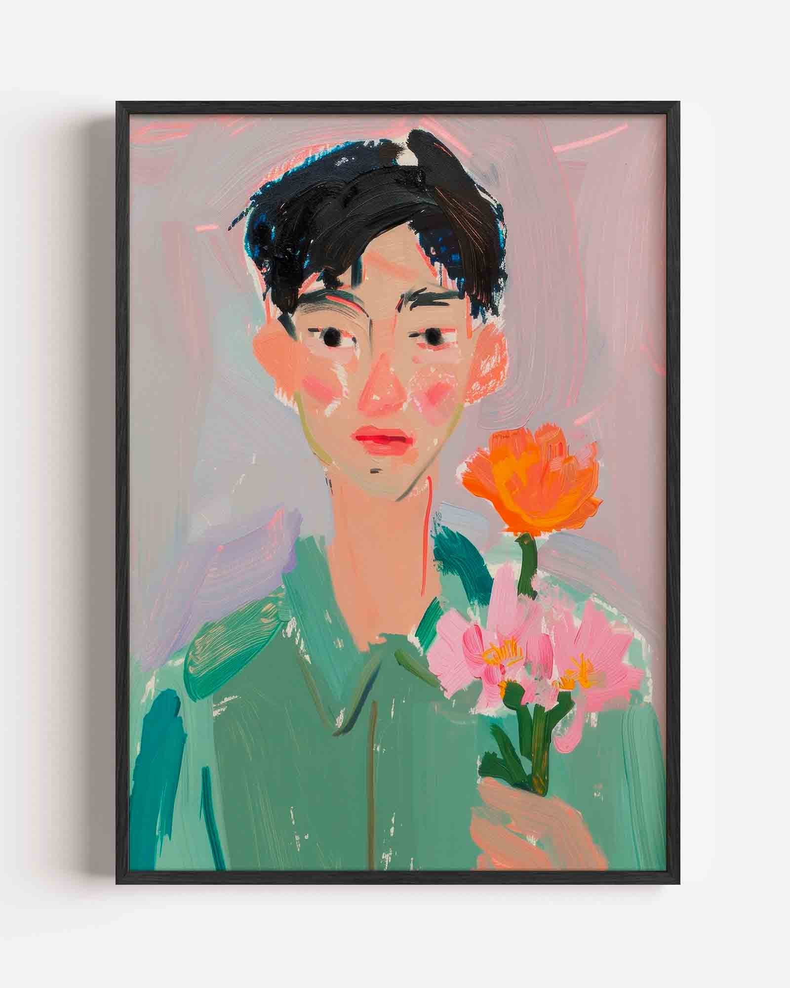 Figuur met bloemen Poster