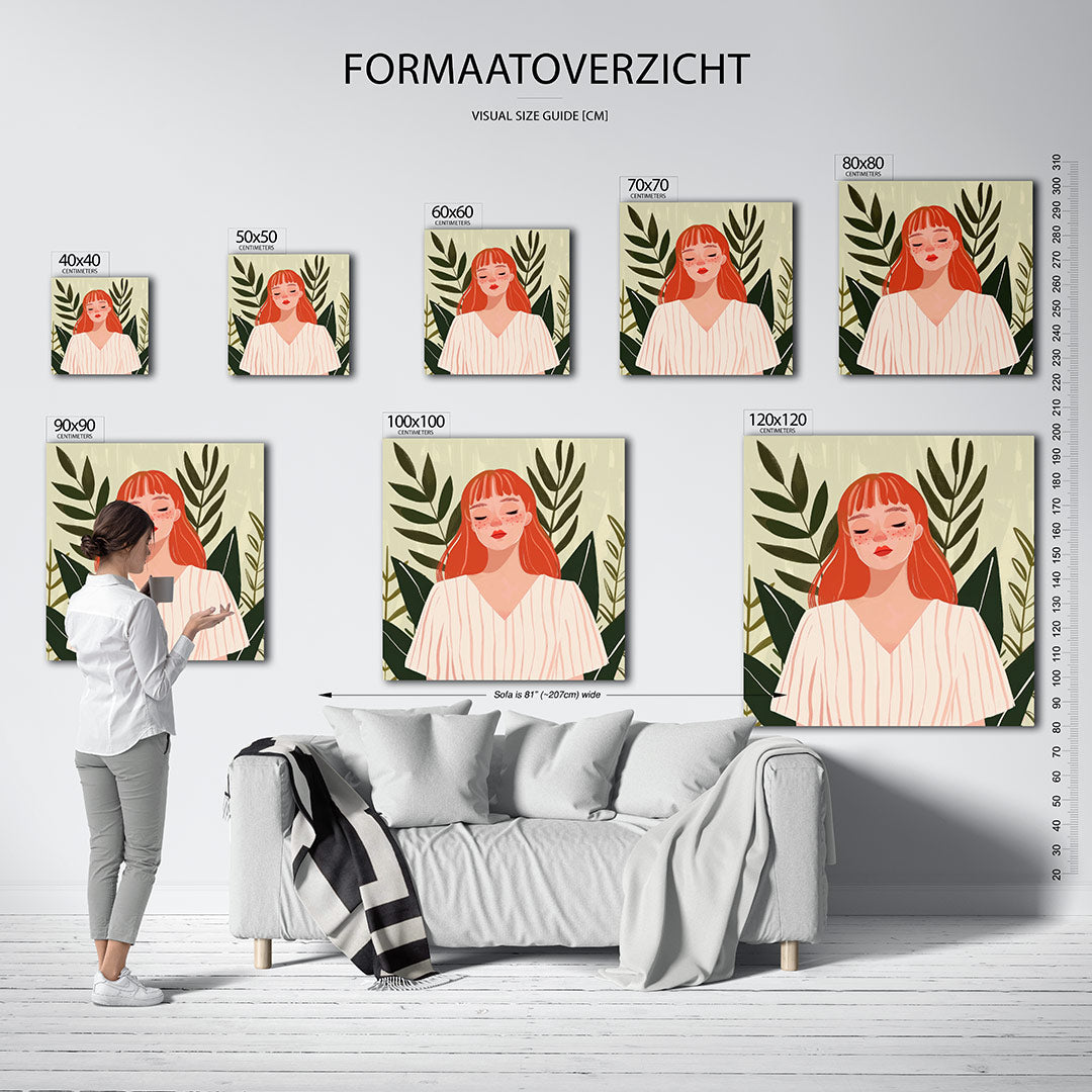 Vrouw met bladeren Kunstwerk