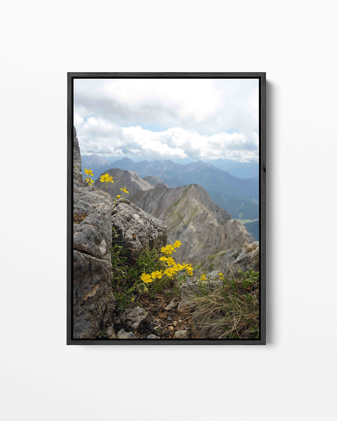 Berglandschap met bloemen Kunstwerk