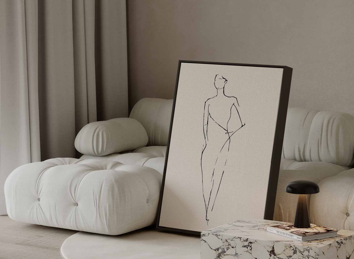 Elegante Lijntekening van een Vrouw Kunstwerk-canvas-dibond-plexiglas-wanddecoratie-WallArtistic