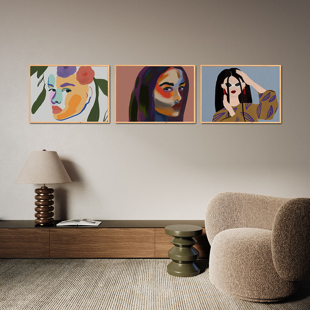 Kleurrijke gezichten Posterset