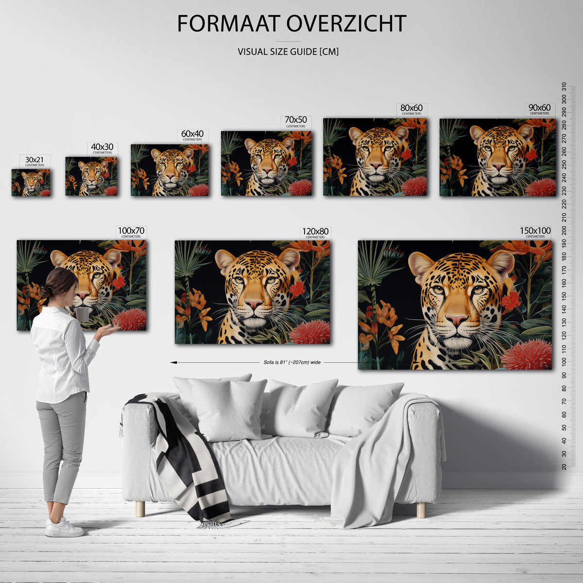 Luipaard met bloemen Poster
