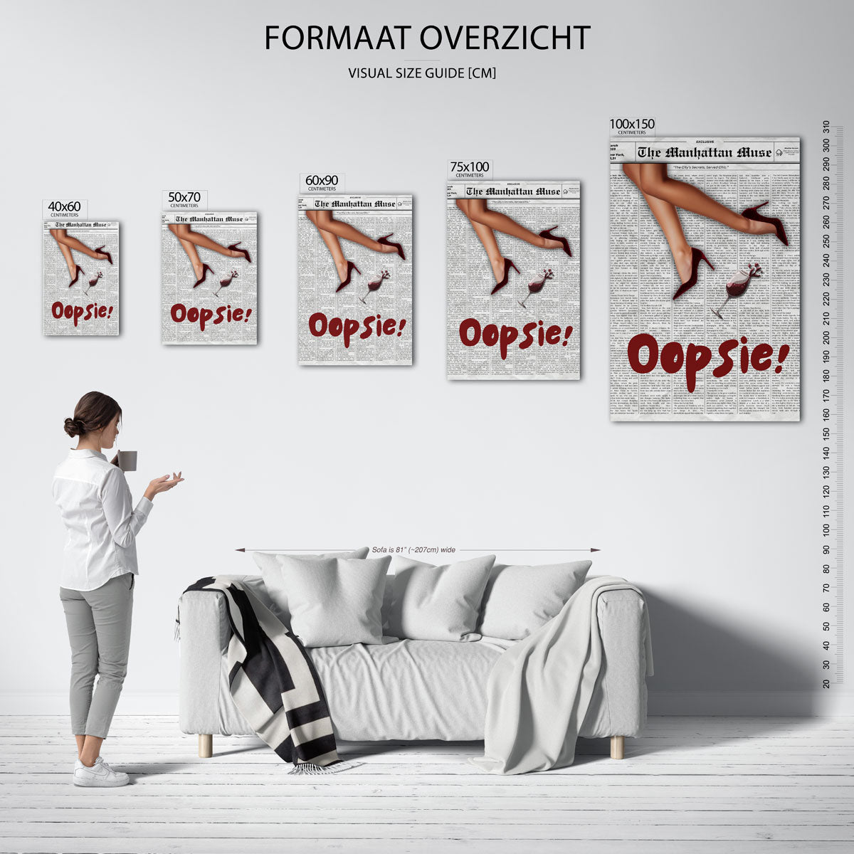 Speelse krantillusie Kunstwerk