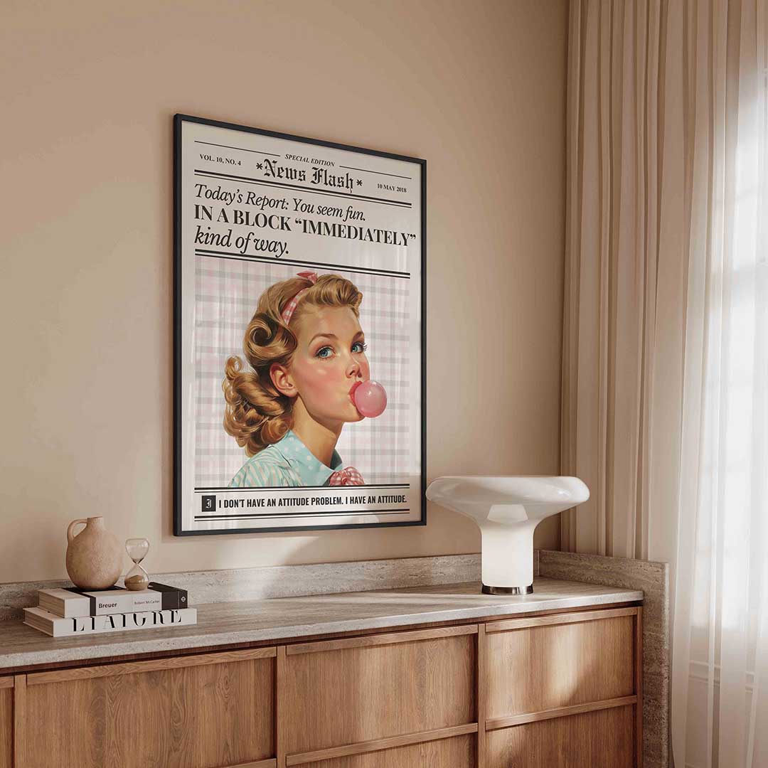Meisje met kauwgombel Poster