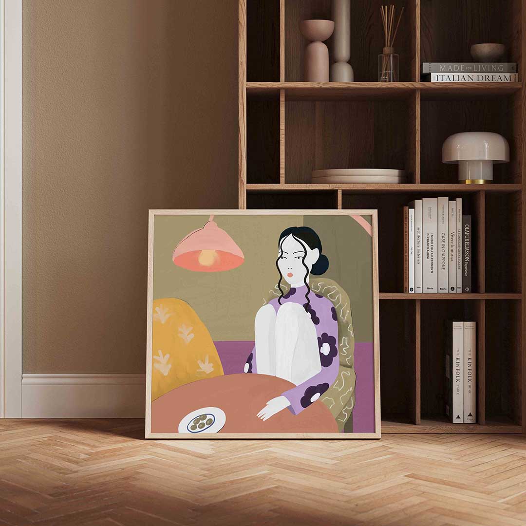 Vrouw met lamp Poster