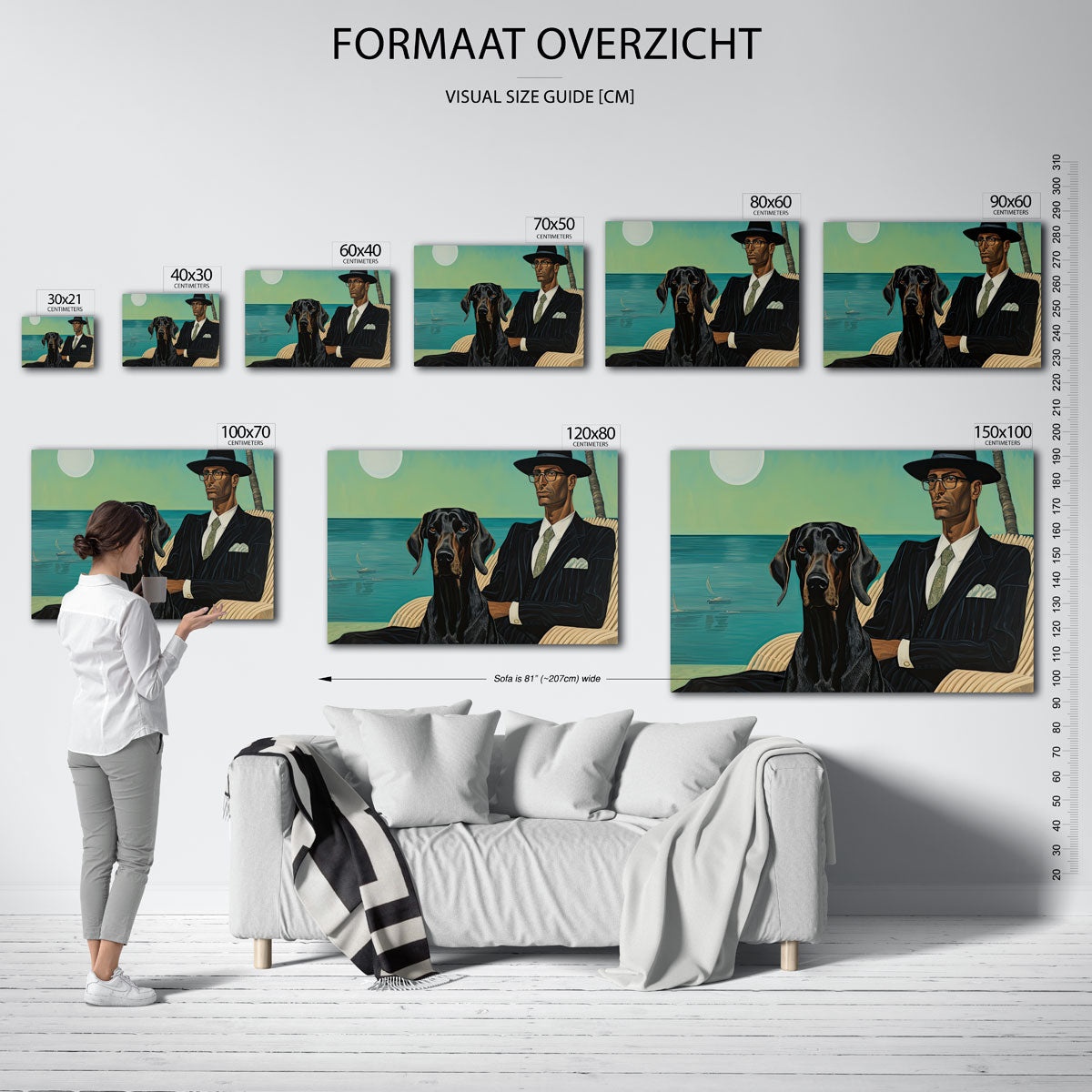 Man en hond bij zee Poster