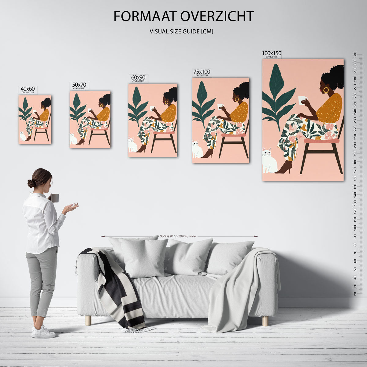 Vrouw met kat Kunstwerk
