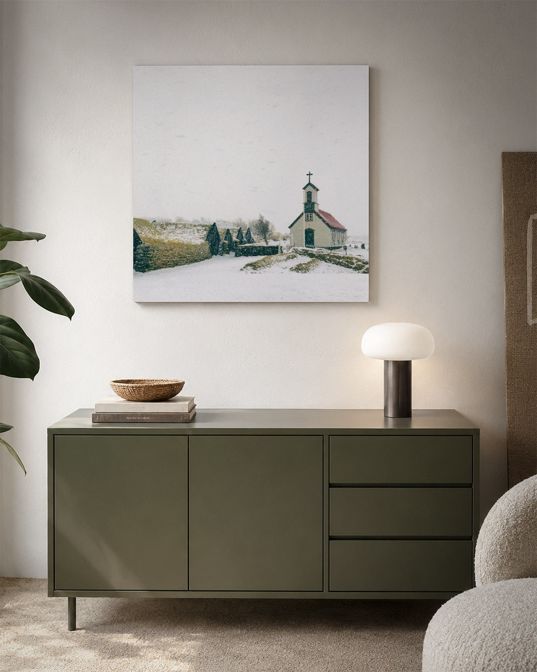 Rustieke winterkerk Kunstwerk